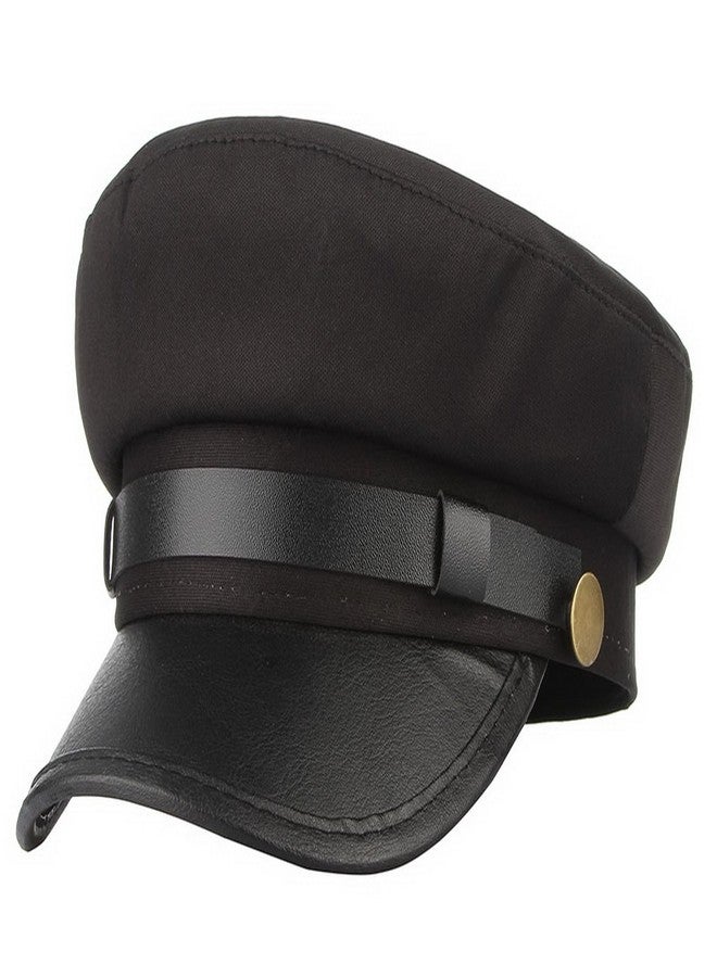 GEMVIE Unisex Classic British Flat Top Fisherman Hat Cotton Breton Fiddler Hat Black - Image 1